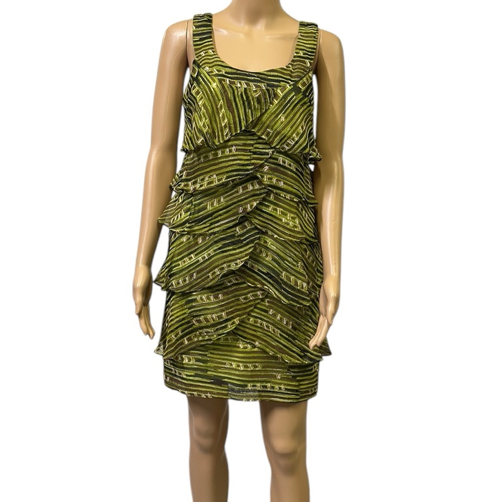 Signature By Robbie Bee Chiffon Tiered Ruffled Sleeveless Mini Dress Petite 6